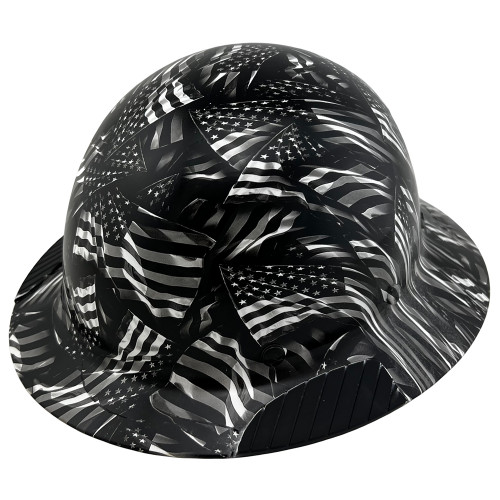 Carbon Fiber Material Hard Hat - Full Brim Hydro Dipped – Covert Flag
Left Side Oblique View