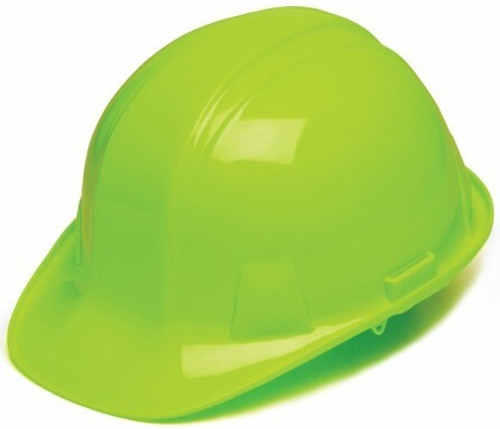 Pyramex 4 Point Cap Style Hard Hats with RATCHET Suspension Hi Viz Lime