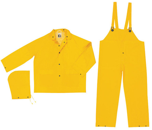 MCR Classic FR Rainsuits, 35 Mil Yellow PVC 3 piece Rainsuit- Size 2XL