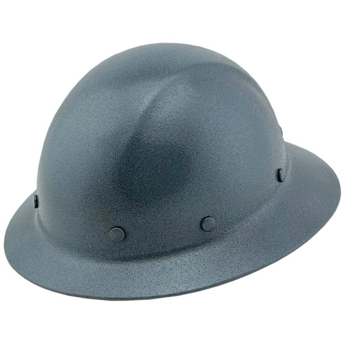 Dynamic Wofljaw Full Brim Fiberglass Hard Hat with 8 Point Ratchet Suspension Textured Gunmetal Gray - Oblique Left