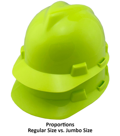 MSA Cap Style Large Jumbo Hard Hats with Fas-Trac Hi Viz Yellow - Oblique Stack