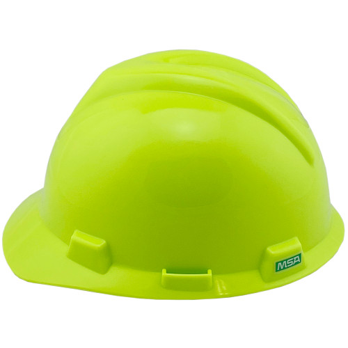 MSA V-Gard Cap Style Hard Hats with Staz-On HI Viz Yellow - Left