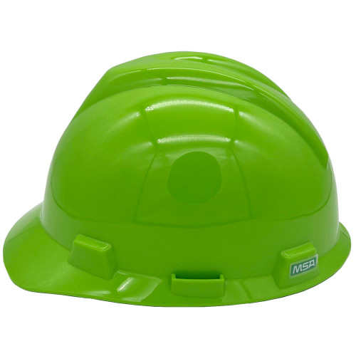 MSA V-Gard Cap Style Hard Hats with One Touch Hi Viz Lime - Left