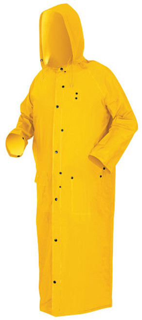 Riding Coat Yellow 60 inch length Rain Coat, 35 Mil - Size Medium