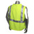 Arc Flame Resistant Lime, Class 2 Sleeveless Vest - Silver Stripes -   Back View in Daylight