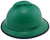 MSA Advance Full Brim Vented Hard hat with 4 point Ratchet Suspension Green - with edge. Left View