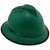 MSA Advance Full Brim Vented Hard hat with 4 point Ratchet Suspension Green - with edge. Right Oblique View