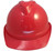 MSA Advance Vented Hard Hats with 6 Point Ratchet Suspensions - Red - Front View