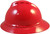 MSA Advance Full Brim Vented Hard hat with 6 point Ratchet Suspension Red - Left Side View