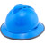 MSA Advance Full Brim Vented Hard hat with 6 point Ratchet Suspension Blue - with edge Right Oblique View