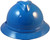 MSA Advance Full Brim Vented Hard hat with 4 point Ratchet Suspension Blue - Front View
