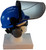 MSA V-Gard Cap Style hard hat with Pyramex Polycarbonate Clear Faceshield with Aluminum Bound Edges - Blue - Up Position