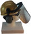 MSA V-Gard Cap Style hard hat with Polycarbonate Clear Faceshield, Hard Hat Attachment, and Earmuff - Gold - Partway Up Position