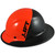 Actual Carbon Fiber Hard Hat with Protective Edge - Full Brim Glossy Black and High Vision Orange  - Left View