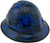 Blue Flames Style Full Brim Hydro Dipped Hard Hats - Oblique with edge left