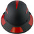 Actual Carbon Fiber Hard Hat - Full Brim Matte Black with Reflective Red Decal Kit Applied