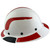 DAX Fiberglass Composite Hard Hat - Full Brim White with Reflective Red Decal Kit Applied