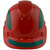 Pyramex Ridgeline Cap Style Hard Hats Red with Green Reflective Decals Applied