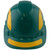 Pyramex Ridgeline Cap Style Hard Hats Green with Yellow Reflective Decals Applied