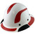 Actual Carbon Fiber Hard Hat - Full Brim White with Reflective Red Decal Kit Applied