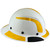 Actual Carbon Fiber Hard Hat - Full Brim White with Reflective Yellow Decal Kit Applied