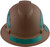 Pyramex Ridgeline Full Brim Style Hard Hat with Copper Pattern with Green Decals - Front View