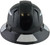 Pyramex Ridgeline Full Brim Style Hard Hat with Shiny Black Graphite Pattern with White Decals - Back View