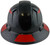 Pyramex Ridgeline Full Brim Style Hard Hat with Shiny Black Graphite Pattern with Red Decals - Back View