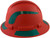 Pyramex Ridgeline Full Brim Style Hard Hat with Red Pattern with Green Decals - Left View