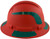 Pyramex Ridgeline Full Brim Style Hard Hat with Red Pattern with Green Decals - Right View