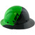 Actual Carbon Fiber Hard Hat - Full Brim Glossy Black and Green - Left View