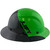 Actual Carbon Fiber Hard Hat - Full Brim Glossy Black and Green - Right View