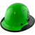 Actual Carbon Fiber Hard Hat - Full Brim Glossy Black and Green with Protective Edge - Oblique View