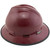 MSA V-Gard Full Brim Hard Hats with Fas-Trac Suspensions Maroon Color with Protective Edge
 Left Side View