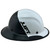 DAX Fiberglass Composite Hard Hat - Full Brim Glossy Black and White - Edge Right