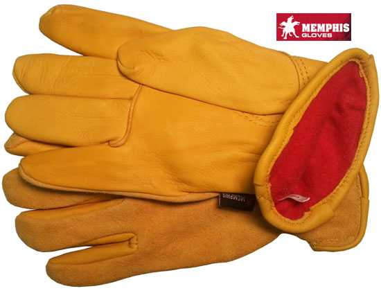Deerskin Leather Palm Gloves Split Leather Back Pic 1