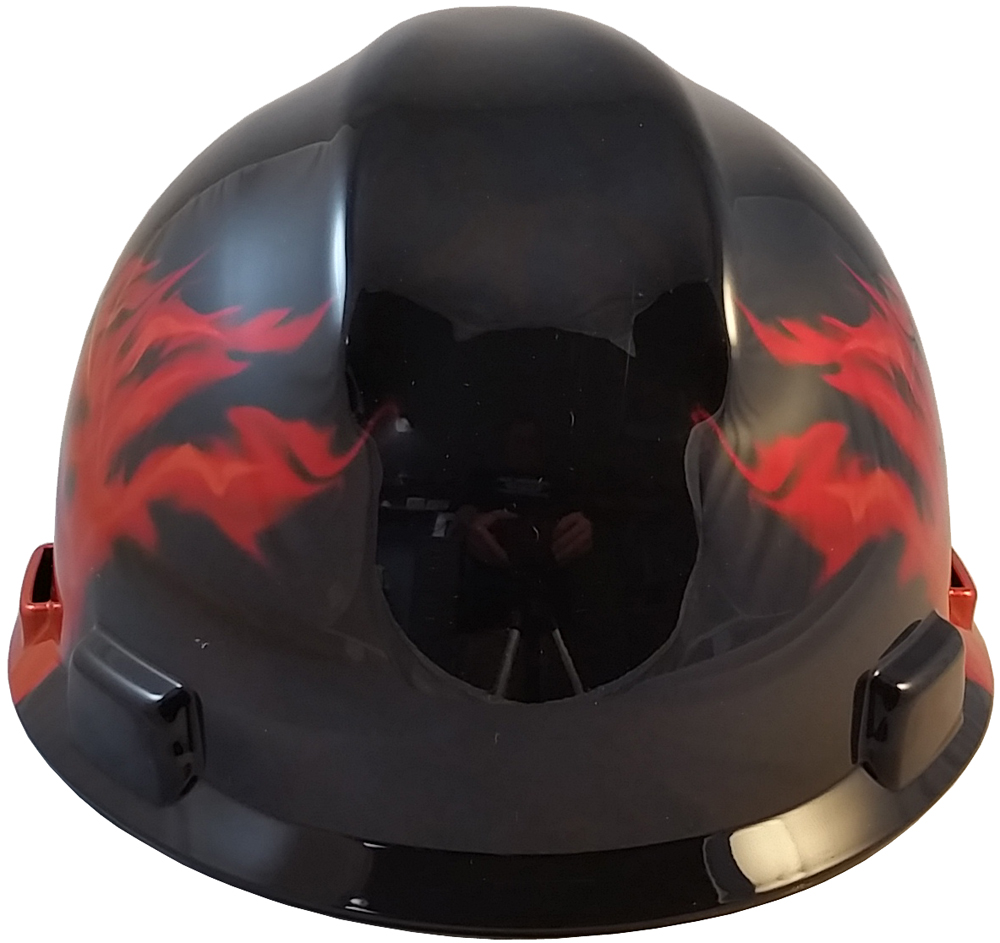 MSA Black Fire V-Gard Hard Hats with Ratchet Suspension