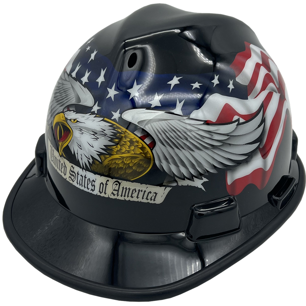 MSA V-Gard American Pride USA Hard Hats with FAS-TRAC III Ratchet