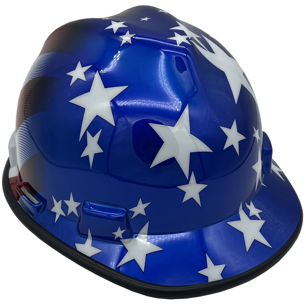帽子 HARCO MSA V-Gard American Stars and Stripes Hard Hats with FAS-TRAC III