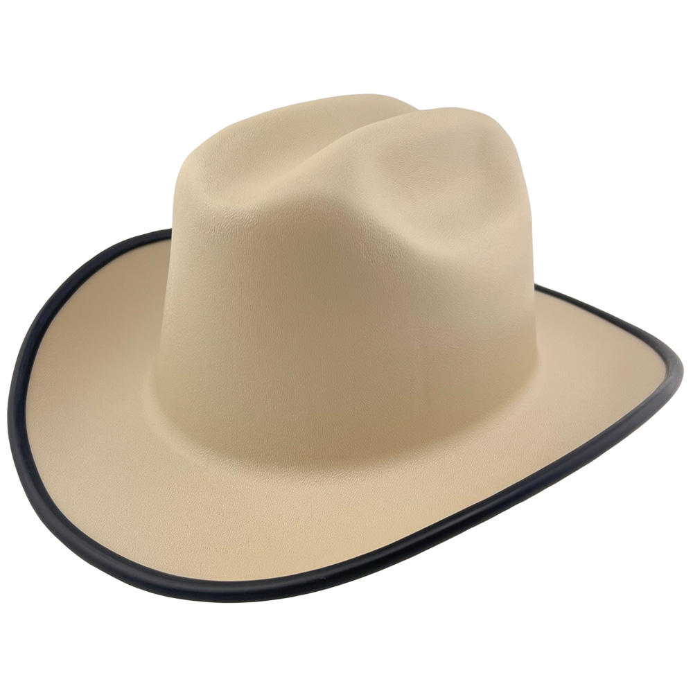Black Western Outlaw Hard Hat - White Cap