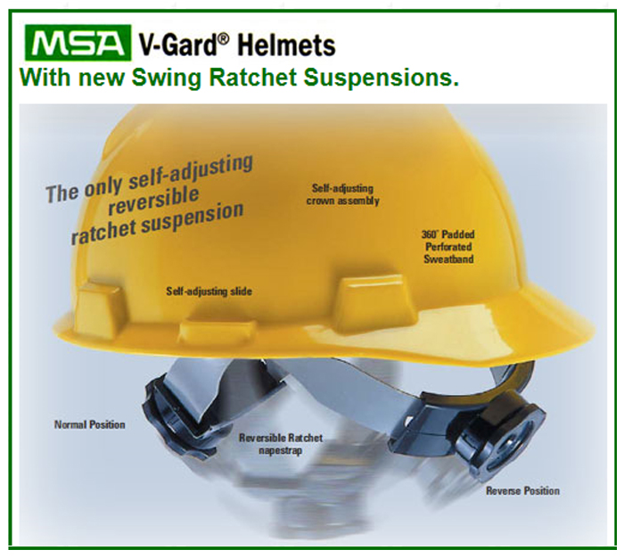 MSA V-Gard Cap Style Hard Hats w/ Swing Suspensions