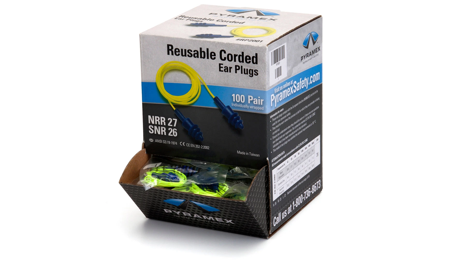 Pyramex Reusable Ear plugs with Cords (100 per box)