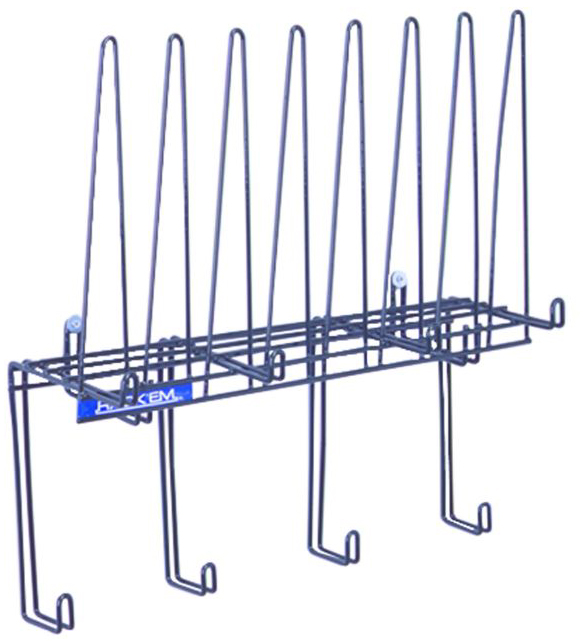 PPE Storage Rack, Holds 4 Hard Hats, 4pr. Gloves, 4 sets of rainwear, Shelf for hats or earmuffs - Detail