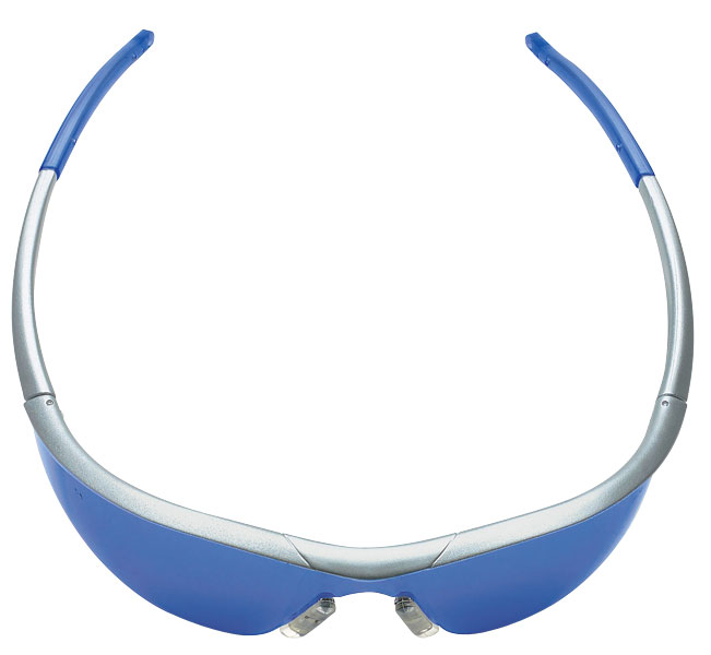 Crews Triwear Series Professional Grade ~ Steel Frame With Silver Cord ~ Blue Diamond Mirror Lens