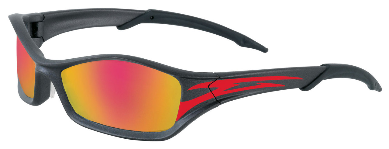 Crews Tribal Safety Glasses ~ Graphite/Red Tattoo Frame ~ Fire Mirror Lens Crews Tribal Safety Glasses ~ Graphite/Red Tattoo Frame ~ Fire Mirror Lens