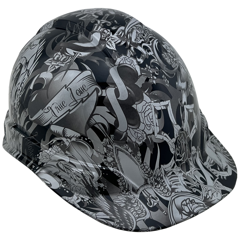 Tattoo Silver Hydro Dipped Hard Hats Cap Style left Oblique Tattoo Silver Hydro Dipped Hard Hats Cap Style left Oblique