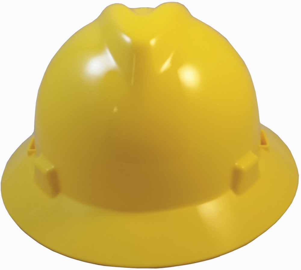 MSA V-Gard Full Brim Hard Hats with Fas-Trac Suspensions Yellow