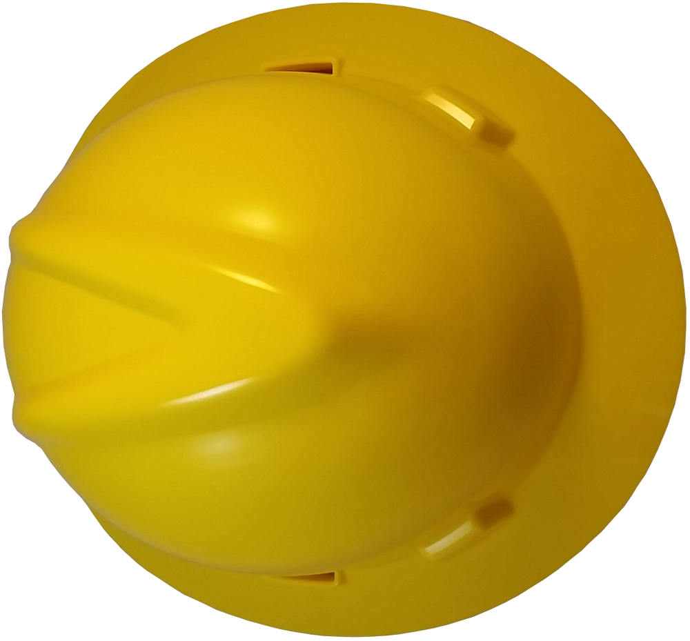 MSA V-Gard Full Brim Hard Hats with Fas-Trac Suspensions Yellow