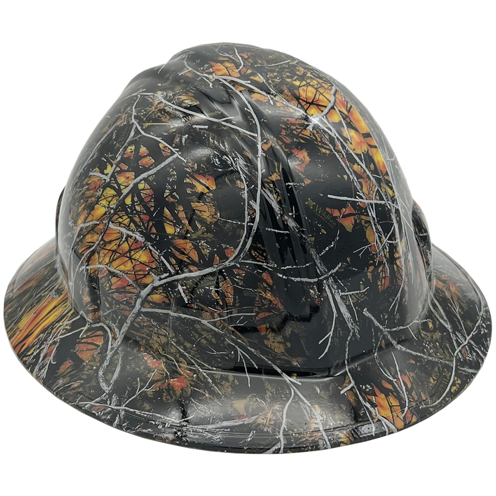 Wildfire Camo Hydro Dipped Full Brim Hard Hat - Oblique Right