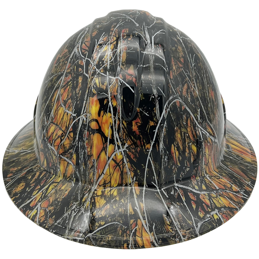 Wildfire Camo Hydro Dipped Full Brim Hard Hat - Back